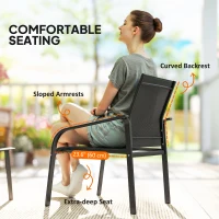 Outsunny 4 Piece Patio Furniture Set, Outdoor Conversation Set with Deep Seat, Loveseats, Armchairs, Glass-Top Table, Black(m-5)