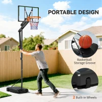 Soozier 4.1-8.5ft Adjustable Basketball Hoop with 33" Shatterproof Board, 18" Rim, Wheels and Fillable Base, for Teens Adults(m-7)