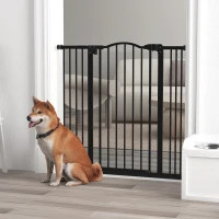 PawHut Extra Tall Dog Gate with Door, Pressure Fit, Auto Close, Double Locking for Doorways Hallways Stairs, 29"-39", Black(m-1)