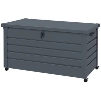 Outsunny 82 Gallon Garden Storage Box, Waterproof Outdoor Storage Container with Wheels and Handles, Dark Grey(m-2)