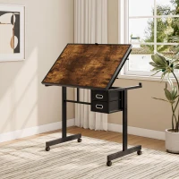 1000-Piece Jigsaw Puzzle Table Board with 4 Felt Storage Trays, 2 Nonwoven Drawers, Drawing Desk for Kids, 35.5" L x 23.5" W x 31.5" H, Black(m-5)