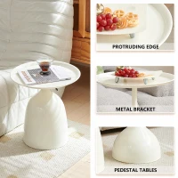 Metal Side Table with Raised Edges and Wipe-Clean Surface, Durable Desk with Reinforced Stable Base, 16" L x 16" W x 23.5" H, White(m-4)