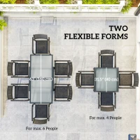 Outsunny Extendable Patio Dining Table, Tempered Glass Aluminum Outdoor Table for Garden Lawn Backyard, Clear(m-4)