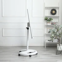 Magnetic Tempered Glass Dry Erase Board with 2 Magnets, 2 Markers & Eraser, White Panel with Locking Casters, 24" L x 24" W x 70" H, White(m-5)