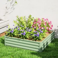 Outsunny 4' x 4' x 1' Raised Garden Bed Galvanized Steel Planter Box for Vegetables, Flowers, Herbs, Light Green(m-8)