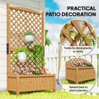 Outsunny Raised Garden Bed with Trellis, Wooden Raised Planter Box with Elevated Raised Bed, 35.4" x 17.7" x 70.9", Yellow(m-4)