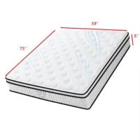 Twin Mattress Cushion with Memory Foam and Pocket Springs, Mattress Pad with Vacuum-Compressed Easy Setup, 39'' L x 75'' W x 8'' H, White(m-3)