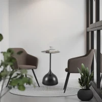 Metal Side Table with Raised Edges and Wipe-Clean Surface, Durable Desk with Reinforced Stable Base, 16" L x 16" W x 23.5" H, Black(m-6)