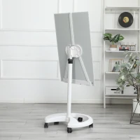 Magnetic Tempered Glass Dry Erase Board with 2 Magnets, 2 Markers & Eraser, White Panel with Locking Casters, 24" L x 24" W x 70" H, White(m-6)