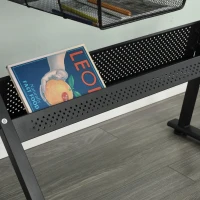 Adjustable Tempered Glass Drafting Table with 2 Large Metal Drawers and Stool, Desk with Side Storage Rails, 40" L x 23.5" W x 27.5" H, Black(m-5)