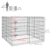 PawHut 36inch Foldable Metal Exercise Pet Playpen Yard Dog Puppy Kennel Cage 8 Panel(m-3)