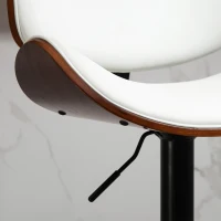 HOMCOM Bar Stools Set of 2, Modern PU Leather Adjustable Swivel Barstools with Curved Back, Footrest and Steel Base, White(m-9)