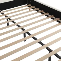 King Size Bed Frame with Soft Boucle Wingback Headboard, Upholstered Platform Bed with Wood Slats, 86.5'' L x 84'' W x 45.5'' H, White(m-8)