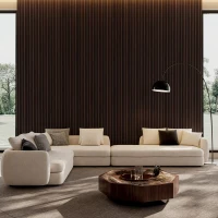 4-Pack Wood Slat Acoustic Wall Panels with MDF & High-Density Polyester, Fluted Cladding for Wall or Ceiling, 45.5" L x 23.5" W x 1" H, Walnut(m-7)