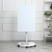Magnetic Tempered Glass Dry Erase Board with 2 Magnets, 2 Markers & Eraser, White Panel with Locking Casters, 24" L x 24" W x 70" H, White(m-4)