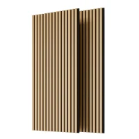 2-Pack 3D Wood Slat Acoustic Wall Panels with Three-Side Wrapped Edges, Fluted Cladding for Wall or Ceiling, 45.5" L x 23.5" W x 1" H, White+Oak(m-2)