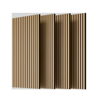 4-Pack Wood Slat Acoustic Wall Panels with MDF & High-Density Polyester, Fluted Cladding for Wall or Ceiling, 45.5" L x 23.5" W x 1" H, White Oak