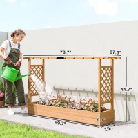 Outsunny Wooden Planter Box with Trellis, Hanging Roof and Drainage Holes for Climbing Plants, Vegetables, Herbs and Flowers(m-3)