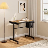 1000-Piece Jigsaw Puzzle Table Board with 4 Felt Storage Trays, 2 Nonwoven Drawers, Drawing Desk for Kids, 35.5" L x 23.5" W x 31.5" H, Black(m-1)