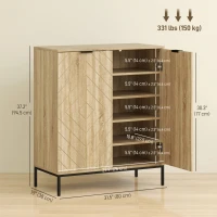 HOMCOM Shoe Storage Cabinet for 15 Pairs, Freestanding Shoe Cabinet with Doors and Adjustable Shelves for Hallway, Oak(m-3)