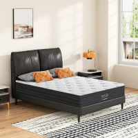 10'' Full Memory Foam Hybrid Mattress with Pocket Springs, Mattress Pad with Compressed and Vacuum-Sealed, 39'' L x 75'' W x 10'' H, White+gray(m-1)