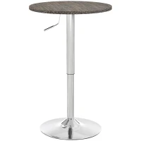 HOMCOM Adjustable Bar Table for 2, Round Pub Table with PE Rattan Top and Steel Base for Home Bar, Small Dining Room, Brown(m-11)