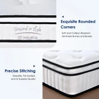 Twin Mattress Cushion with Memory Foam and Pocket Springs, Mattress Pad with Vacuum-Compressed Easy Setup, 39'' L x 75'' W x 8'' H, White(m-12)