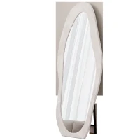 Full-Length Mirror with Flannel-Wrapped Wooden Frame, Irregular Wavy Design, Tempered Glass for Living Room, 63" L x 24" W x 2.5" H, White(m-2)