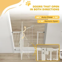 PawHut Extra Tall Dog Gate with Door, Pressure Fit, Auto Close, Double Locking for Doorways Hallways Stairs, 29"-39", White(m-5)