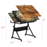 1500-Piece Jigsaw Puzzle Table with 4 Felt Storage Trays, Locking Casters, Drawing Desk with Wooden Cover, 35.5" L x 23.5" W x 29.5" H, Black(m-3)