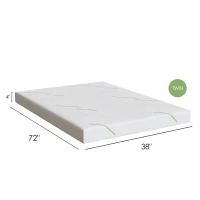 4'' Twin Sofa Mattress Cushion with 3.5'' High-Resilience Base and 0.5'' Gel Top, Mattress Pad with Knit Cover, 38'' L x 72'' W x 4'' H, White(m-3)
