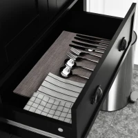 HOMCOM 72.5" Kitchen Pantry Cabinet, Traditional Freestanding Storage Cabinet with 4 Doors, Drawer and 3 Adjustable Shelves for Dining Room, Black(m-9)