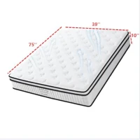 10'' Full Memory Foam Hybrid Mattress with Pocket Springs, Mattress Pad with Compressed and Vacuum-Sealed, 39'' L x 75'' W x 10'' H, White(m-3)