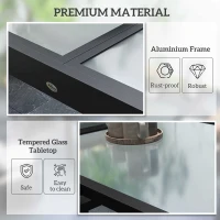 Outsunny Extendable Patio Dining Table, Tempered Glass Aluminum Outdoor Table for Garden Lawn Backyard, Clear(m-6)