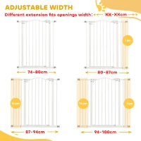 PawHut Extra Tall Dog Gate with Door, Pressure Fit, Auto Close, Double Locking for Doorways Hallways Stairs, 29"-39", White(m-4)