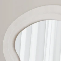 Flannel Full-Length Wavy Floor Mirror with Stand, Soft Padded Frame, Glass with Shatter-Resistant Backing, 63" L x 24" W x 2.5" H, Cream White(m-7)