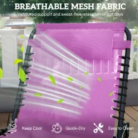 Outsunny Folding Chaise Lounge Pool Chair with 4-Position Reclining Back, Pillow, Breathable Mesh & Bungee Seat, Purple(m-5)