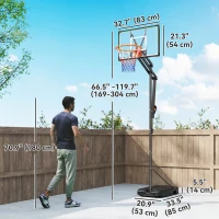 Soozier 4.1-8.5ft Adjustable Basketball Hoop with 33" Shatterproof Board, 18" Rim, Wheels and Fillable Base, for Teens Adults(m-3)