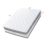 8'' Full Memory Foam Hybrid Mattress with Pocket Springs, Mattress Pad with Compressed and Vacuum-Sealed, 54'' L x 75'' W x 8'' H, White(m-3)