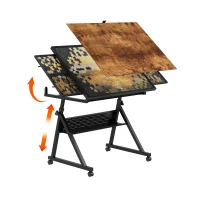 1500-Piece Jigsaw Puzzle Table with 4 Felt Storage Trays, Locking Casters, Drawing Desk with Wooden Cover, 35.5" L x 23.5" W x 29.5" H, Black(m-5)