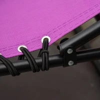 Outsunny Folding Chaise Lounge Pool Chair with 4-Position Reclining Back, Pillow, Breathable Mesh & Bungee Seat, Purple(m-9)