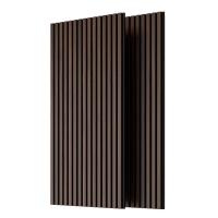 2-Pack 3D Wood Slat Acoustic Wall Panels with Three-Side Wrapped Edges, Fluted Cladding for Wall or Ceiling, 45.5" L x 23.5" W x 1" H, Walnut