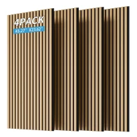 4-Pack Wood Slat Acoustic Wall Panels with MDF & High-Density Polyester, Fluted Cladding for Wall or Ceiling, 45.5" L x 23.5" W x 1" H, White Oak(m-3)
