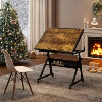 1500-Piece Jigsaw Puzzle Table with 4 Felt Storage Trays, Locking Casters, Drawing Desk with Wooden Cover, 35.5" L x 23.5" W x 29.5" H, Black(m-1)