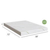 4'' Gel Memory Foam Sofa Mattress Cushion Queen Size with 4-Layer Construction, Mattress Pad with Knit Cover, 58'' L x 72'' W x 4'' H, White(m-3)