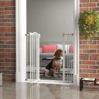 PawHut Extra Tall Dog Gate with Door, Pressure Fit, Auto Close, Double Locking for Doorways Hallways Stairs, 29"-39", White(m-8)