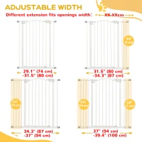 PawHut Extra Tall Dog Gate with Door, Pressure Fit, Auto Close, Double Locking for Doorways Hallways Stairs, 29"-39", White(m-9)