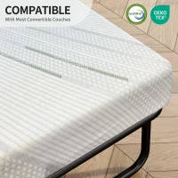 4'' Gel Memory Foam Sofa Mattress Cushion Queen Size with 4-Layer Construction, Mattress Pad with Knit Cover, 58'' L x 72'' W x 4'' H, White(m-6)