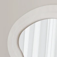 Flannel-Covered Wavy Full-Length Floor Mirror with True-Reflection Glass, Metal Glass with Shatter-Resistant Backing, 63" L x 24" W x 2.5" H, White(m-7)