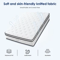 10'' Full Memory Foam Hybrid Mattress with Pocket Springs, Mattress Pad with Compressed and Vacuum-Sealed, 54'' L x 75'' W x 10'' H, White(m-6)